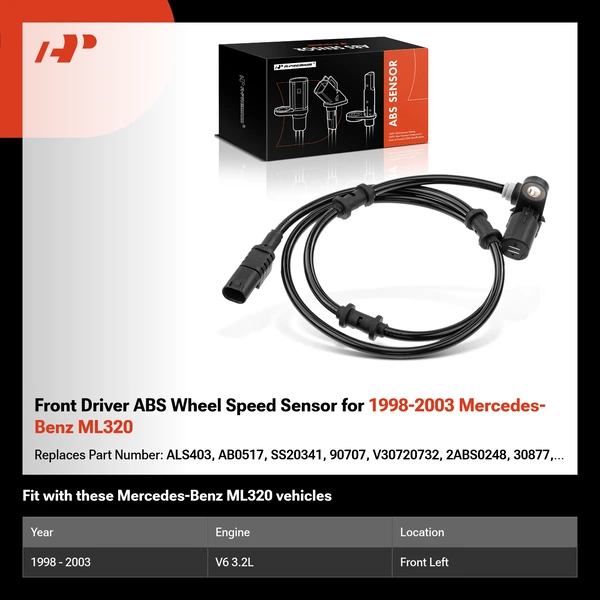 Front Driver ABS Wheel Speed Sensor for 1998-2003 Mercedes-Benz ML320
