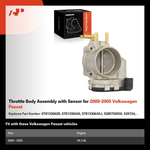 Throttle Body Assembly with Sensor for 2000-2005 Volkswagen Passat