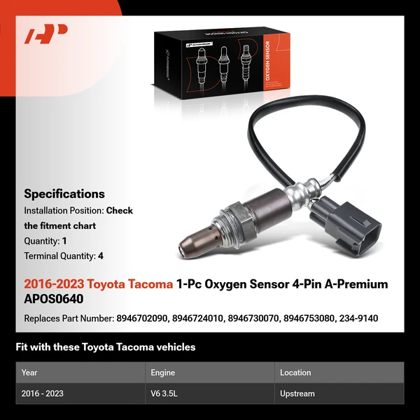 2016-2023 Toyota Tacoma 1-Pc Oxygen Sensor 4-Pin A-Premium APOS0640