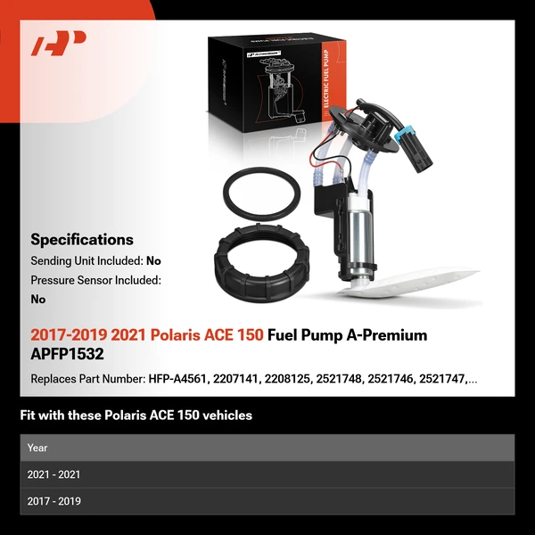 2017-2019 2021 Polaris ACE 150 Fuel Pump A-Premium APFP1532