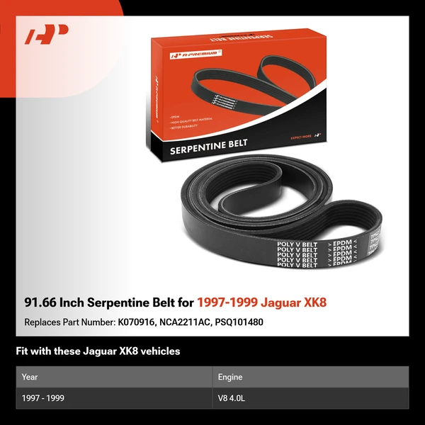91.66 Inch Serpentine Belt for 1997-1999 Jaguar XK8