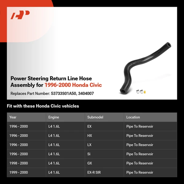 Power Steering Return Line Hose Assembly for 1996-2000 Honda Civic