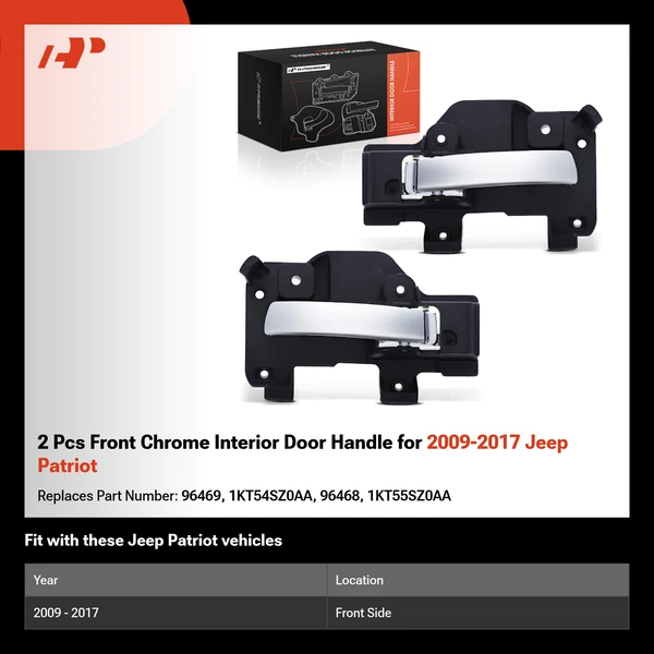 2 Pcs Front Chrome Interior Door Handle for 2009-2017 Jeep Patriot