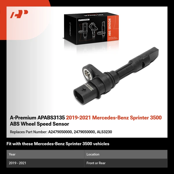 A-Premium APABS3135 2019-2021 Mercedes-Benz Sprinter 3500 ABS Wheel Speed Sensor