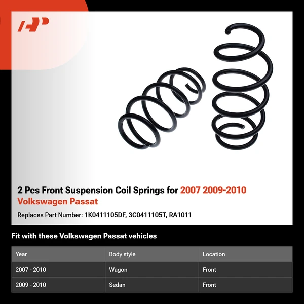 2 Pcs Front Suspension Coil Springs for 2007 2009-2010 Volkswagen Passat