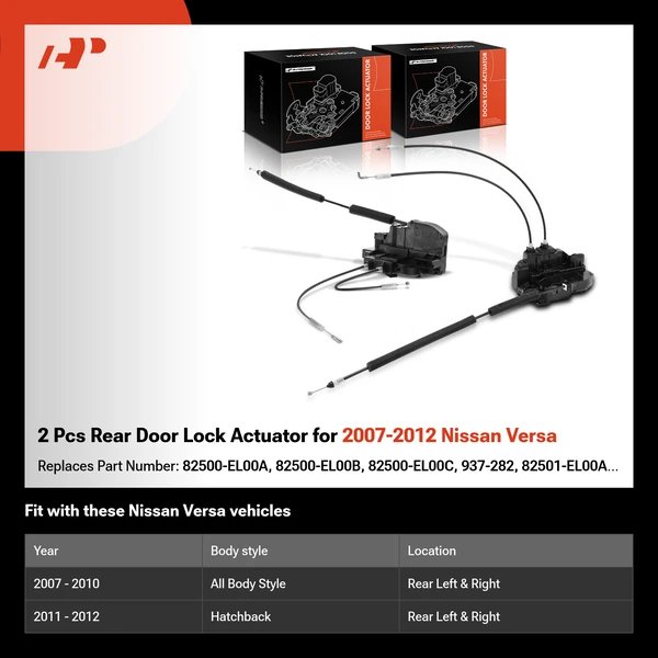 2 Pcs Rear Door Lock Actuator for 2007-2012 Nissan Versa