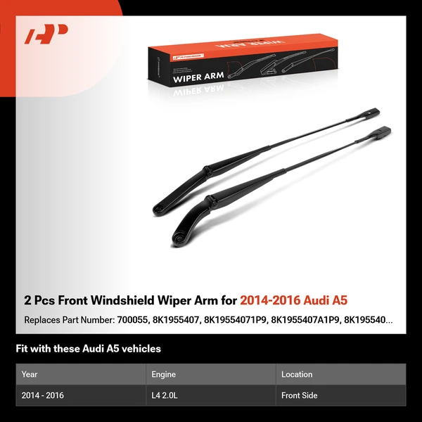 2 Pcs Front Windshield Wiper Arm for 2014-2016 Audi A5
