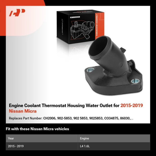 Engine Coolant Thermostat Housing Water Outlet for 2015-2019 Nissan Micra