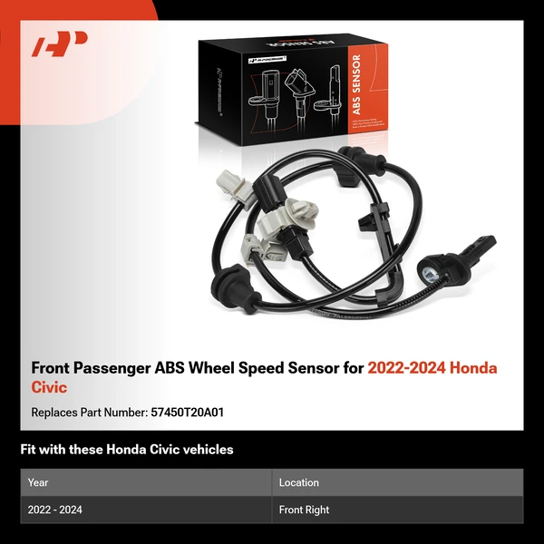 Front Passenger ABS Wheel Speed Sensor for 2022-2024 Honda Civic