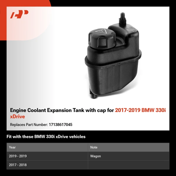 Engine Coolant Expansion Tank with cap for 2017-2019 BMW 330i xDrive