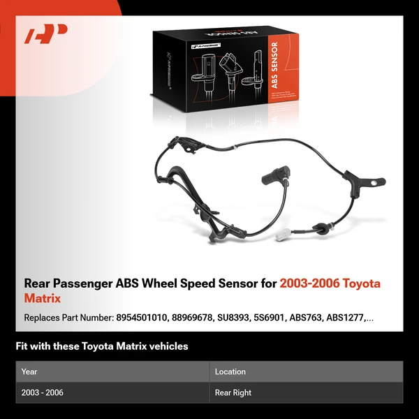 Rear Passenger ABS Wheel Speed Sensor for 2003-2006 Toyota Matrix