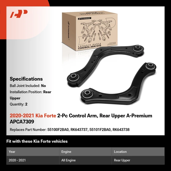 2020-2021 Kia Forte 2-Pc Control Arm, Rear Upper A-Premium APCA7309