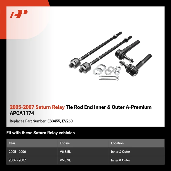 2005-2007 Saturn Relay Tie Rod End Inner & Outer A-Premium APCA1174