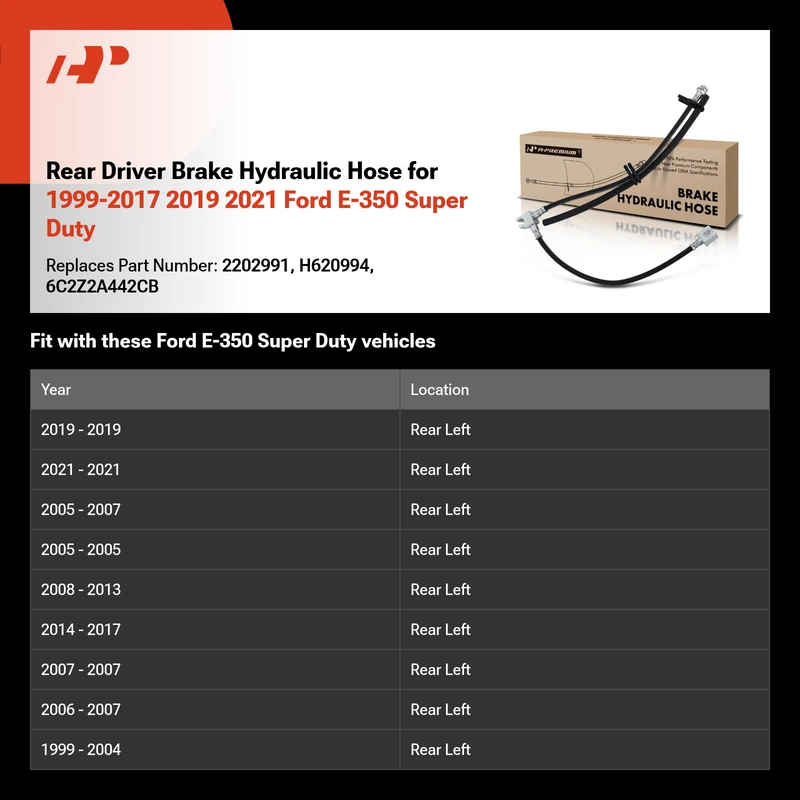 Rear Driver Brake Hydraulic Hose for 1999-2017 2019 2021 Ford E-350 Super Duty