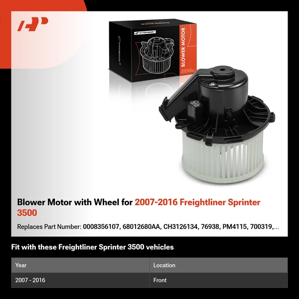 Blower Motor with Wheel for 2007-2016 Freightliner Sprinter 3500
