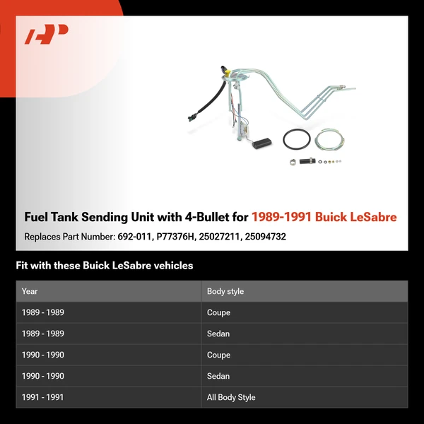 Fuel Tank Sending Unit with 4-Bullet for 1989-1991 Buick LeSabre