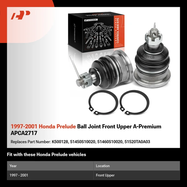 1997-2001 Honda Prelude Ball Joint Front Upper A-Premium APCA2717