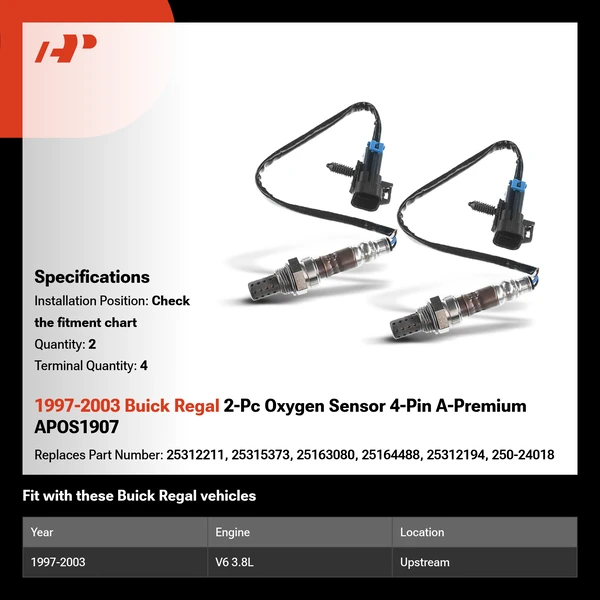 1997-2003 Buick Regal 2-Pc Oxygen Sensor 4-Pin A-Premium APOS1907