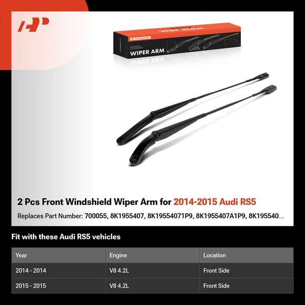 2 Pcs Front Windshield Wiper Arm for 2014-2015 Audi RS5