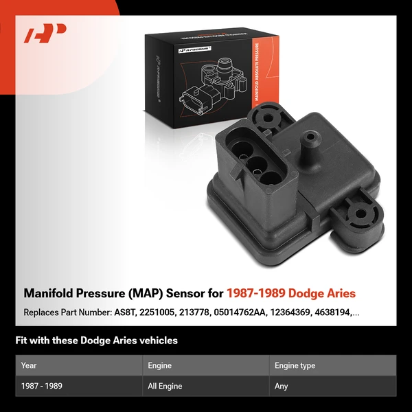 Manifold Pressure (MAP) Sensor for 1987-1989 Dodge Aries