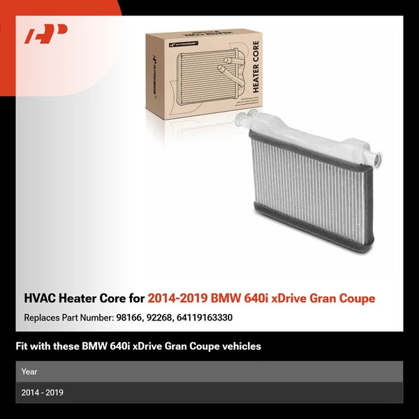 HVAC Heater Core for 2014-2019 BMW 640i xDrive Gran Coupe