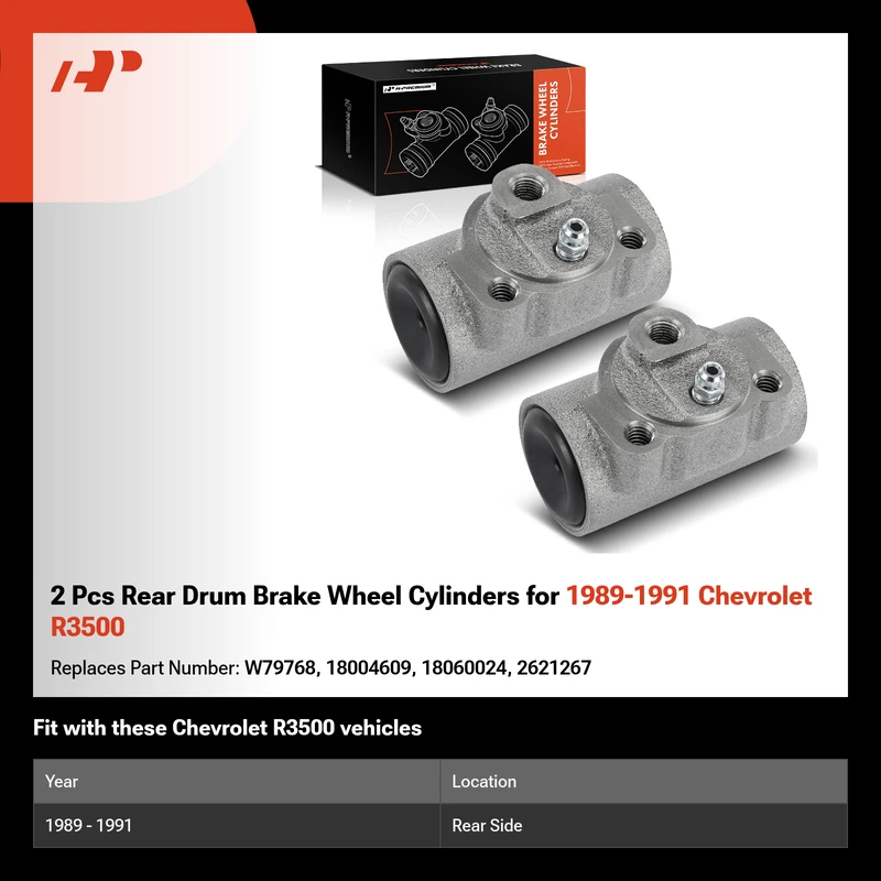 2 Pcs Rear Drum Brake Wheel Cylinders for 1989-1991 Chevrolet R3500