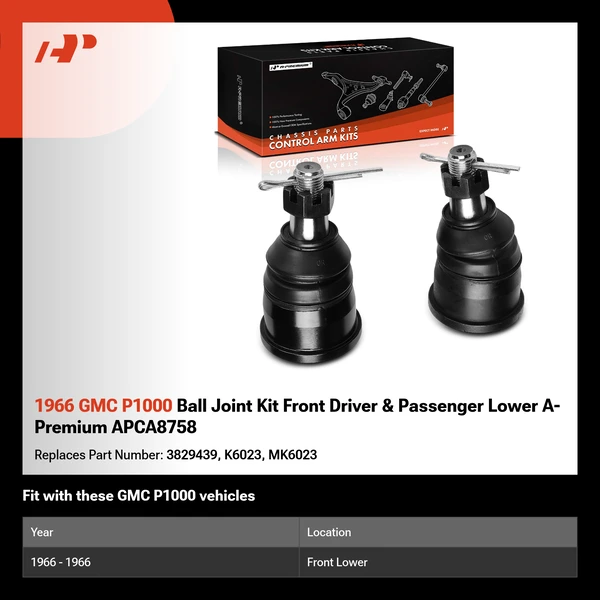 1966 GMC P1000 Ball Joint Kit Front Driver & Passenger Lower A-Premium APCA8758