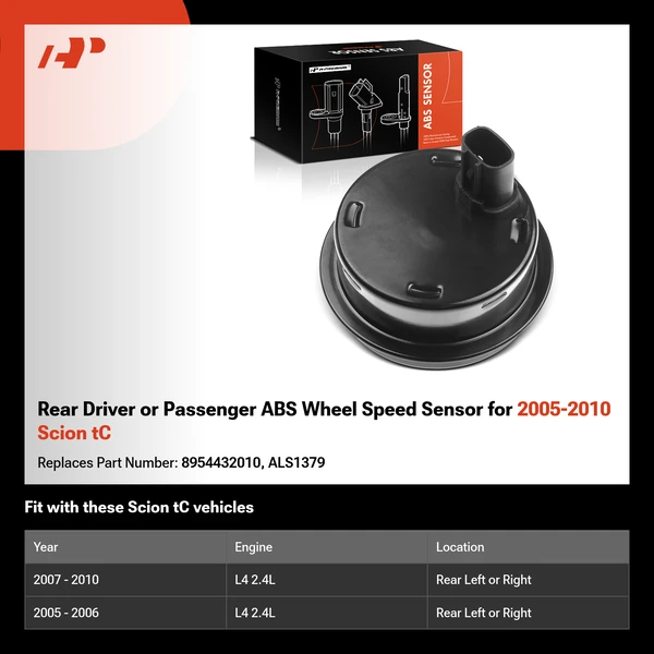 Rear Driver or Passenger ABS Wheel Speed Sensor for 2005-2010 Scion tC