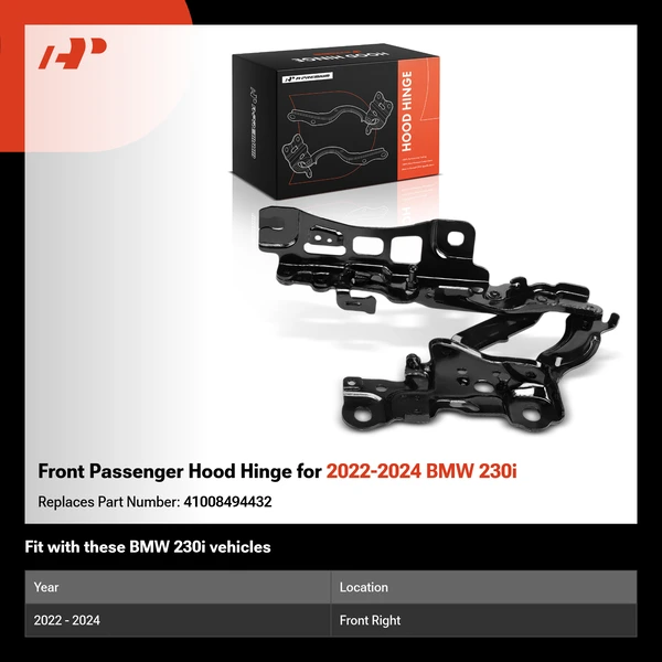 Front Passenger Hood Hinge for 2022-2024 BMW 230i