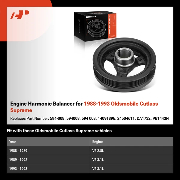 Engine Harmonic Balancer for 1988-1993 Oldsmobile Cutlass Supreme