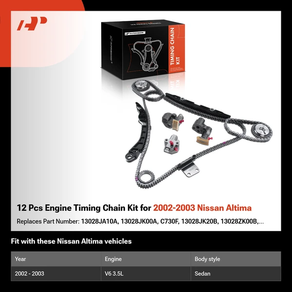 12 Pcs Engine Timing Chain Kit for 2002-2003 Nissan Altima