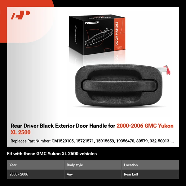 Rear Driver Black Exterior Door Handle for 2000-2006 GMC Yukon XL 2500
