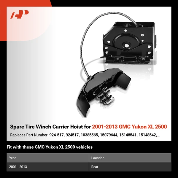 Spare Tire Winch Carrier Hoist for 2001-2013 GMC Yukon XL 2500