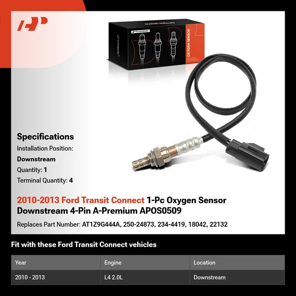 2010-2013 Ford Transit Connect 1-Pc Oxygen Sensor Downstream 4-Pin A-Premium APOS0509