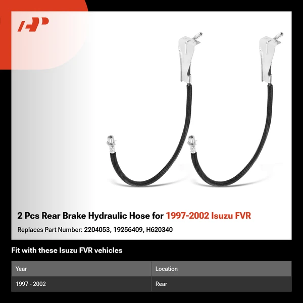 2 Pcs Rear Brake Hydraulic Hose for 1997-2002 Isuzu FVR