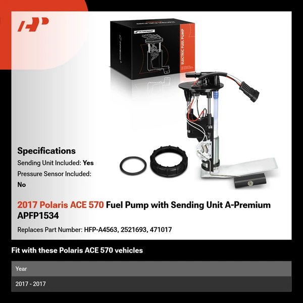 2017 Polaris ACE 570 Fuel Pump with Sending Unit A-Premium APFP1534