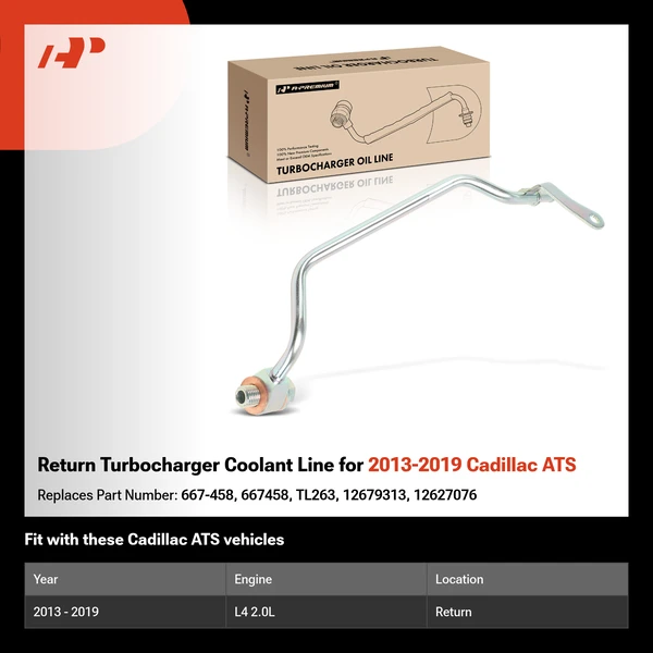 Return Turbocharger Coolant Line for 2013-2019 Cadillac ATS