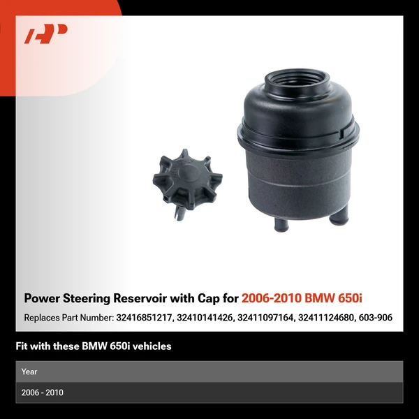 Power Steering Reservoir with Cap for 2006-2010 BMW 650i