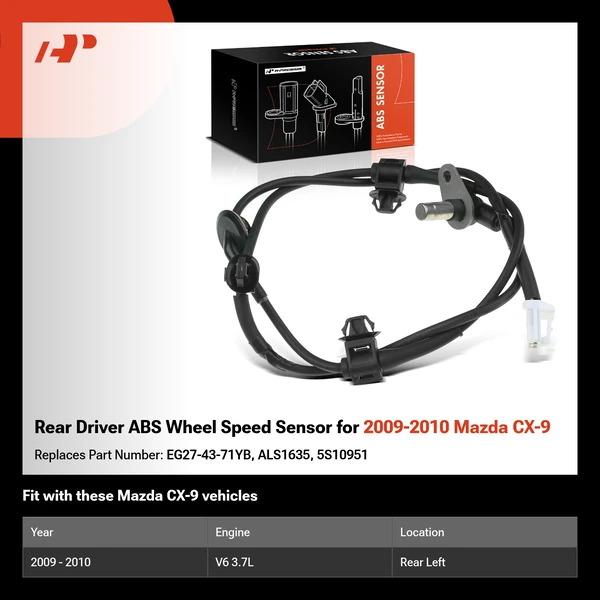 Rear Driver ABS Wheel Speed Sensor for 2009-2010 Mazda CX-9