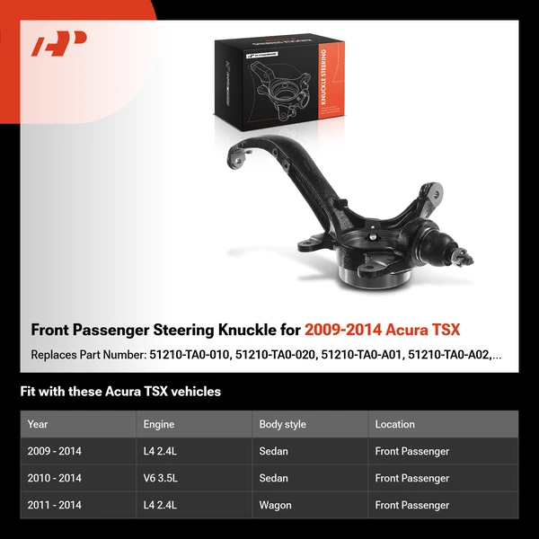 Front Passenger Steering Knuckle for 2009-2014 Acura TSX