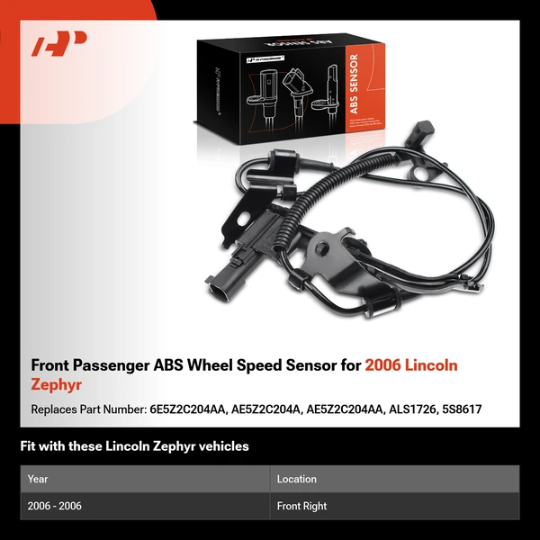 Front Passenger ABS Wheel Speed Sensor for 2006 Lincoln Zephyr
