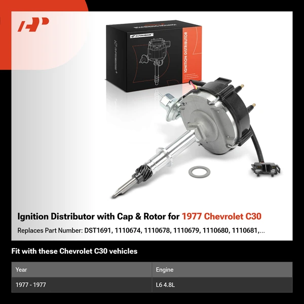 Ignition Distributor with Cap & Rotor for 1977 Chevrolet C30
