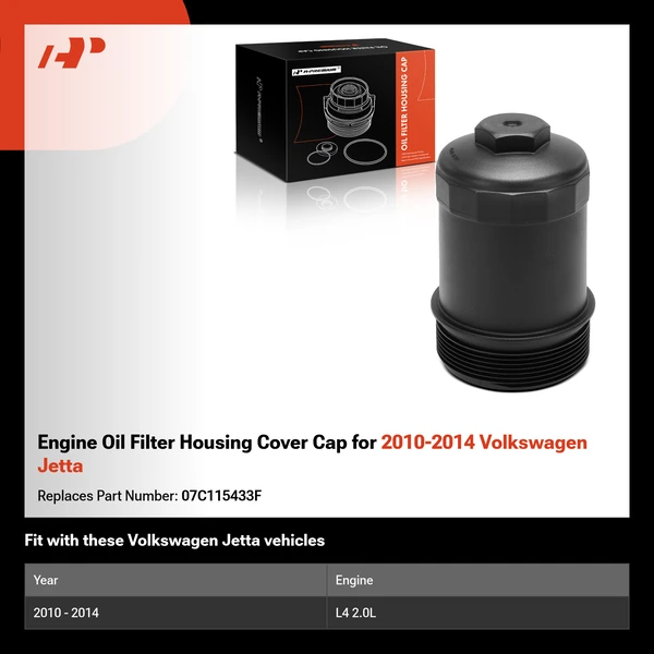 Engine Oil Filter Housing Cover Cap for 2010-2014 Volkswagen Jetta