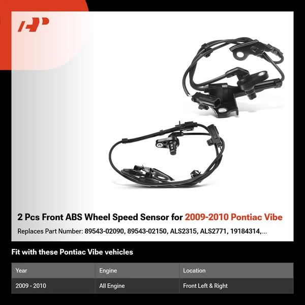 2 Pcs Front ABS Wheel Speed Sensor for 2009-2010 Pontiac Vibe