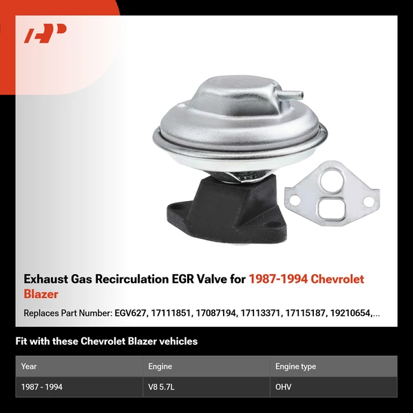 Exhaust Gas Recirculation EGR Valve for 1987-1994 Chevrolet Blazer