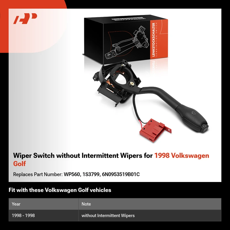 Wiper Switch without Intermittent Wipers for 1998 Volkswagen Golf