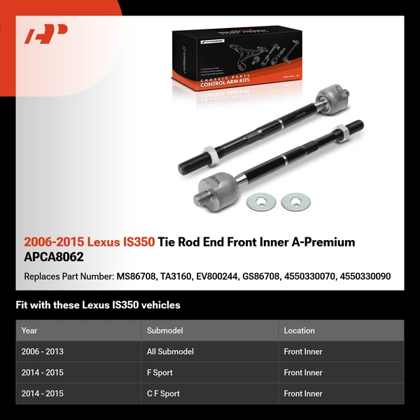 2006-2015 Lexus IS350 Tie Rod End Front Inner A-Premium APCA8062