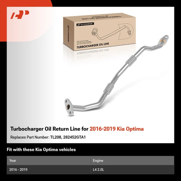 Turbocharger Oil Return Line for 2016-2019 Kia Optima