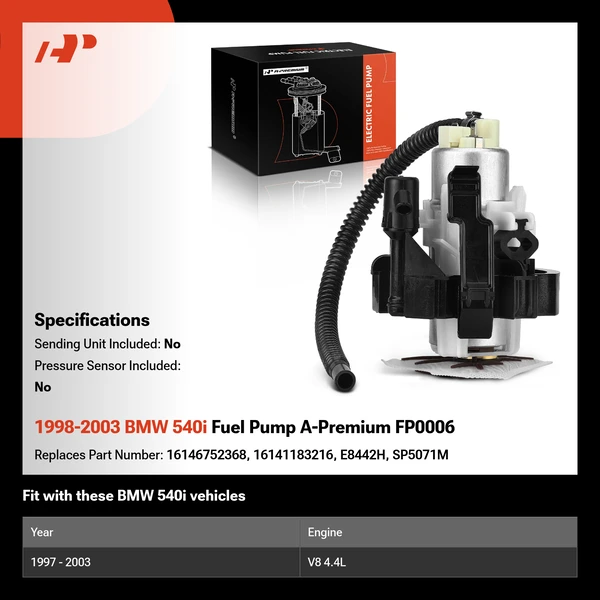 1998-2003 BMW 540i Fuel Pump A-Premium FP0006