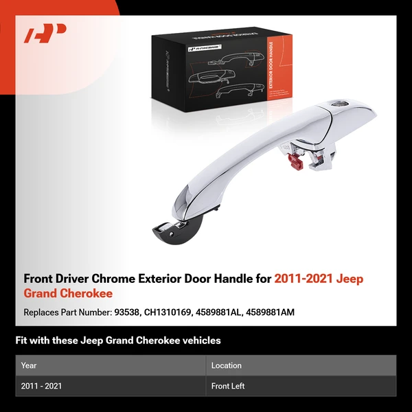 Front Driver Chrome Exterior Door Handle for 2011-2021 Jeep Grand Cherokee